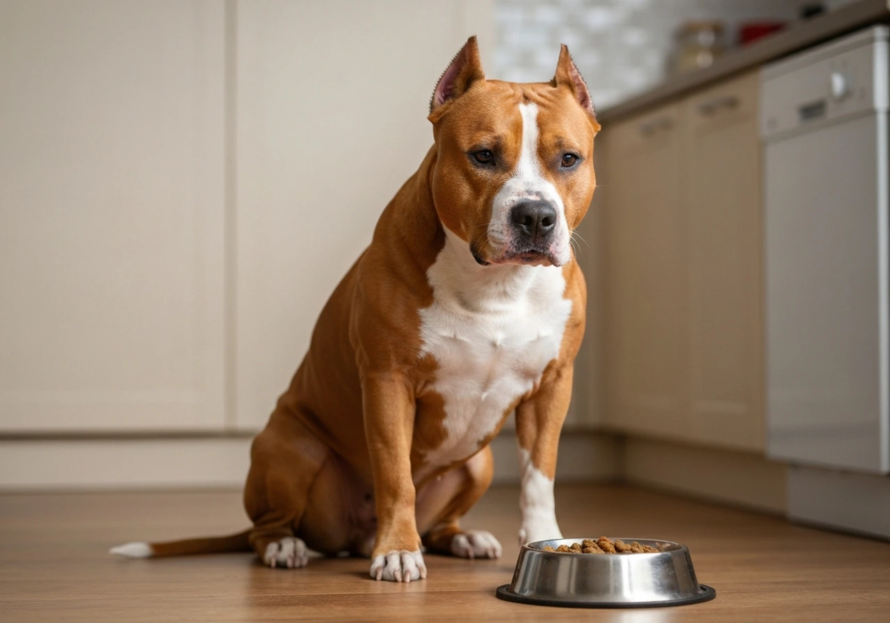A puppy sitting on a mat in a bright living room while a person crouches a few steps away holding a small treat.